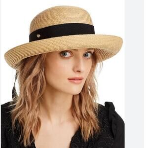 Helen Kaminski Tan and Black Straw Hat